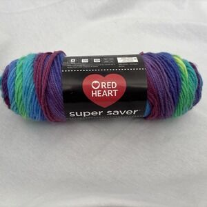 Red Heart Super Saver Parrot Stripes Yarn, 5 oz  purple, Green, Blue